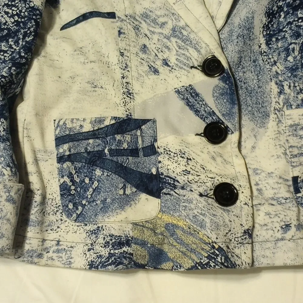 Blue, White and Yellow Gabriella Molinari Button Up Cotton Blazer